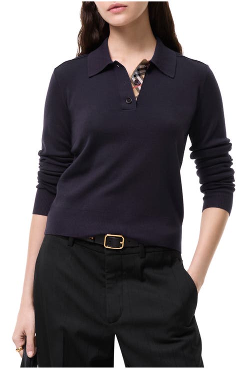 Long-sleeve Wool Polo Shirt