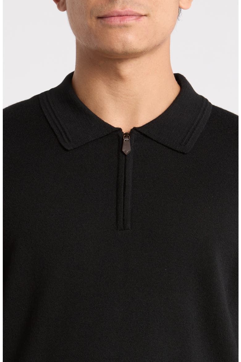 Merino Wool Quarter Zip Sweater, Alternate, color, BLACK
