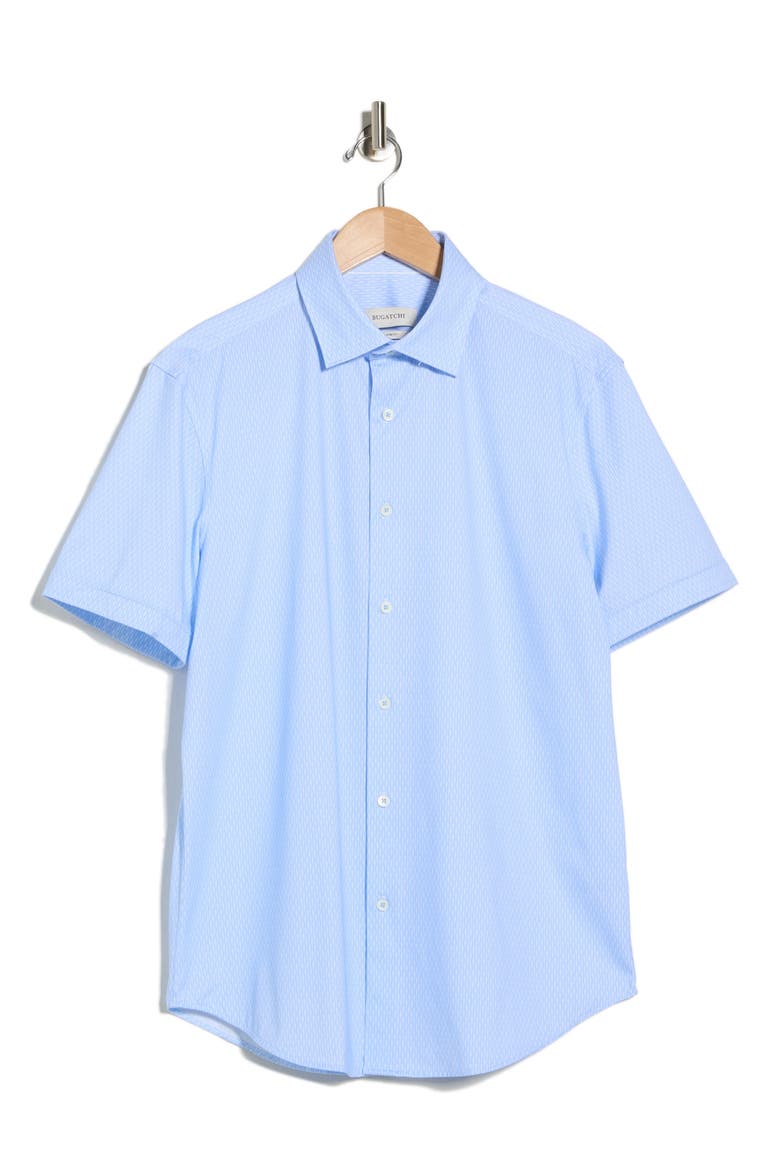 Short Sleeve Woven Button-Up Shirt, Alternate, color, AZURE