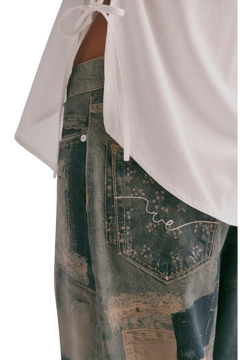 Illusions Patchwork Barrel Leg Jeans, Alternate, color, INDIGO COMBO