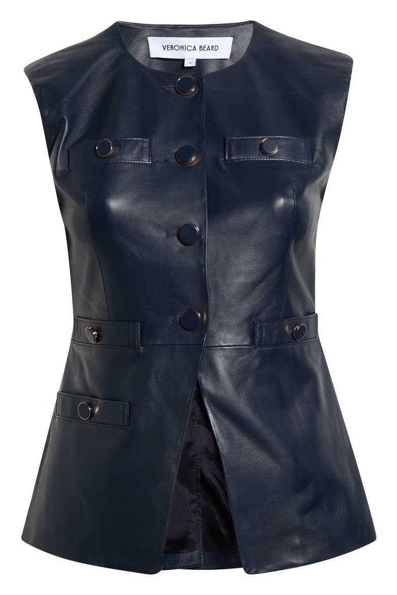 Tamara Lambskin Leather Vest, Main, color, NAVY