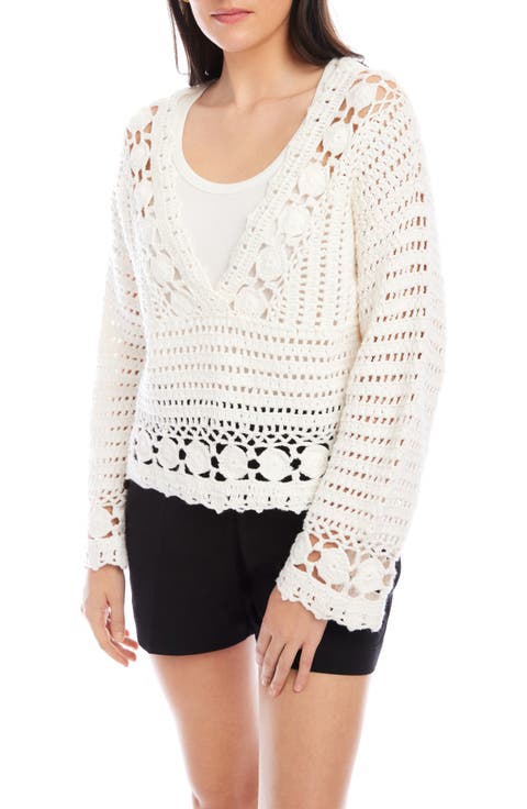 Nila Hand Crochet V-Neck Sweater