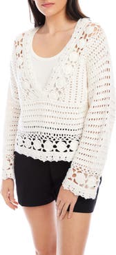 FIFTEEN TWENTY Nila Hand Crochet V-Neck Sweater