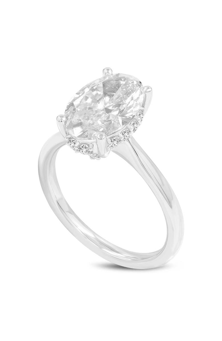 LuvMyJewelry Hera 14K Gold Oval Cut Lab Grown Diamond Hidden Halo Ring - 3 Ct, Main, color, 14K White Gold