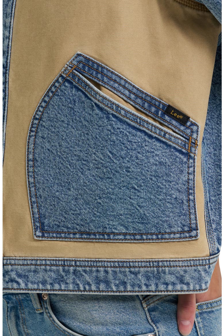 Mixed Media Denim Jacket, Alternate, color, AERIAL VIEW