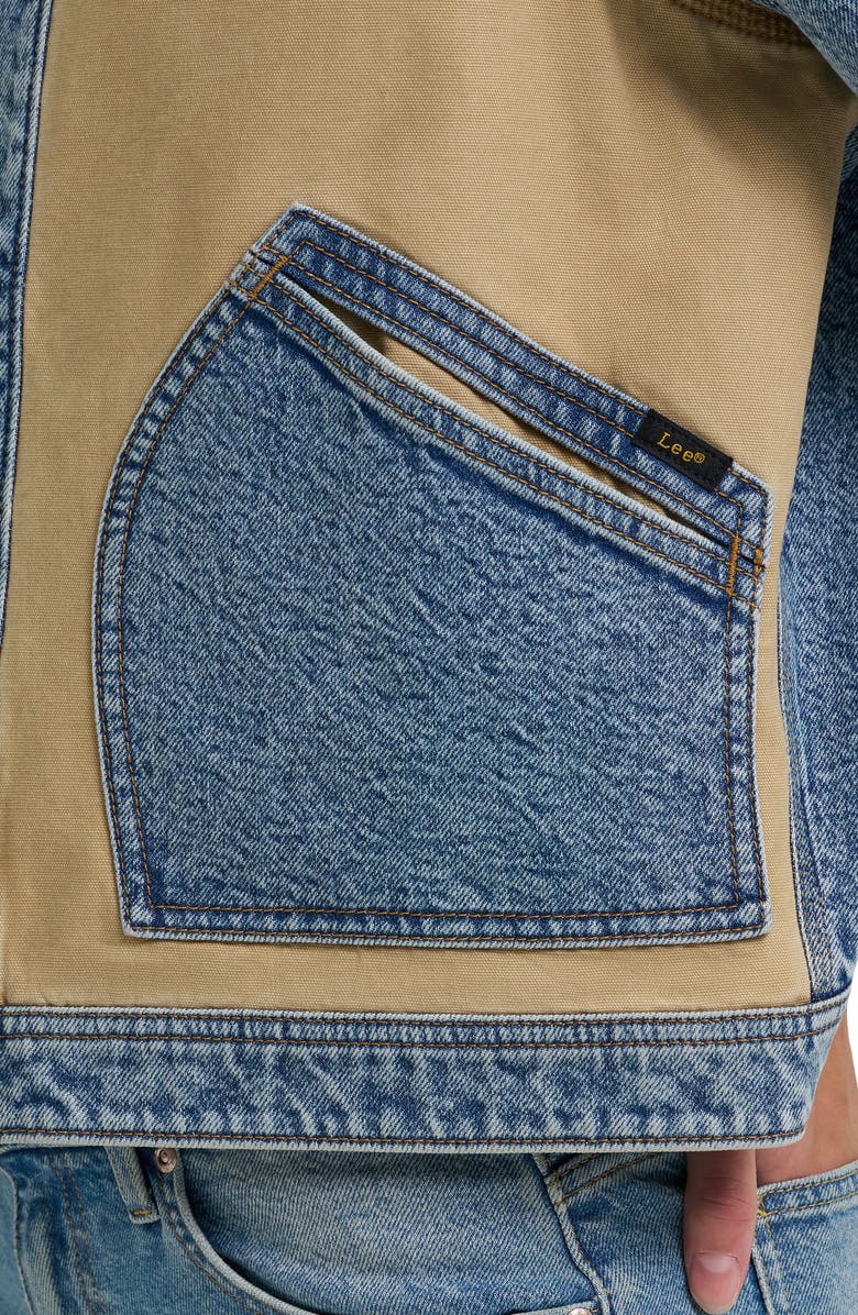 Lee Mixed Media Denim Jacket, Alternate, color, Aerial View