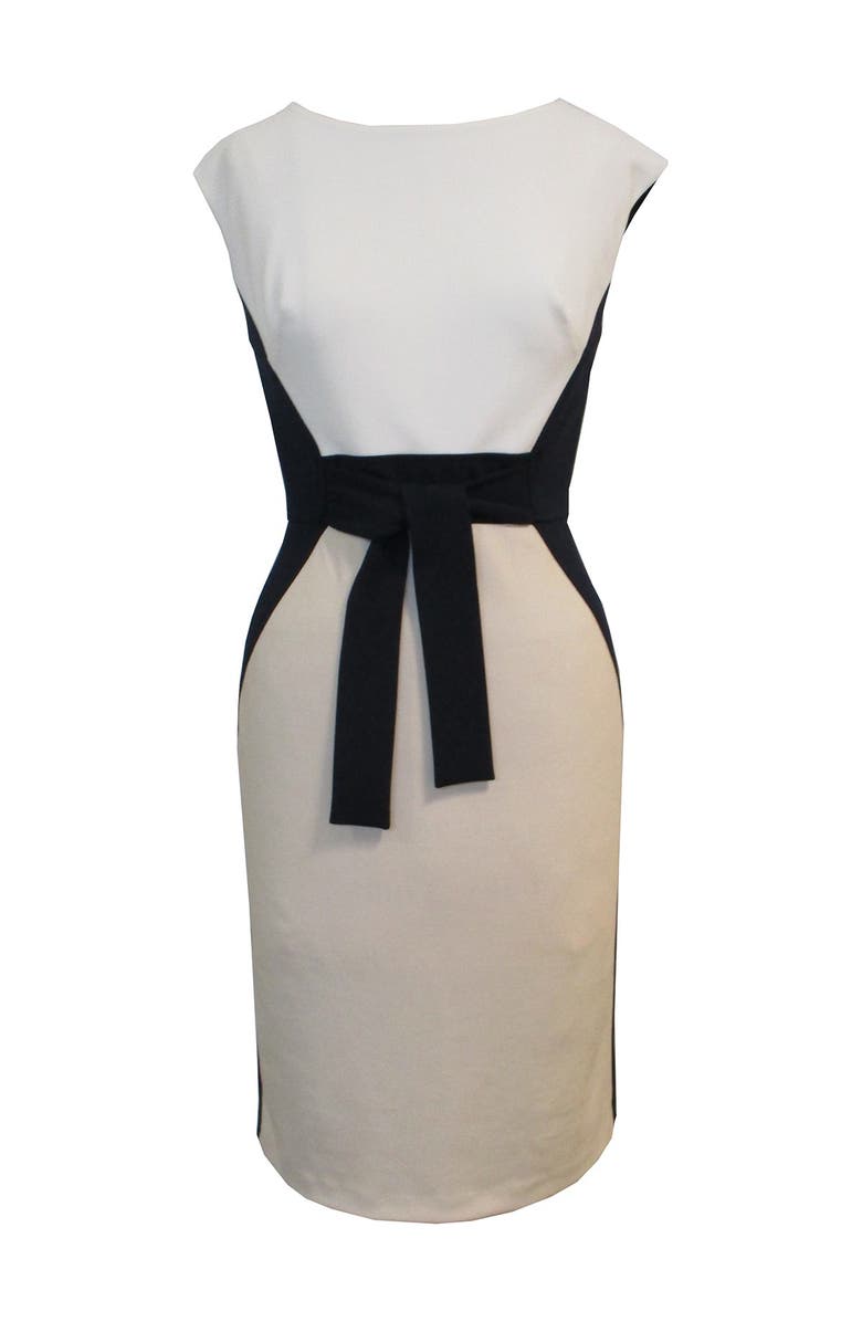 SANDRA DARREN Cap Sleeve Crepe Colorblock Dress, Main, color, 