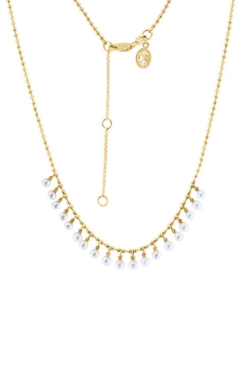 Diamond & Freshwater Pearl Necklace - 0.08ct.