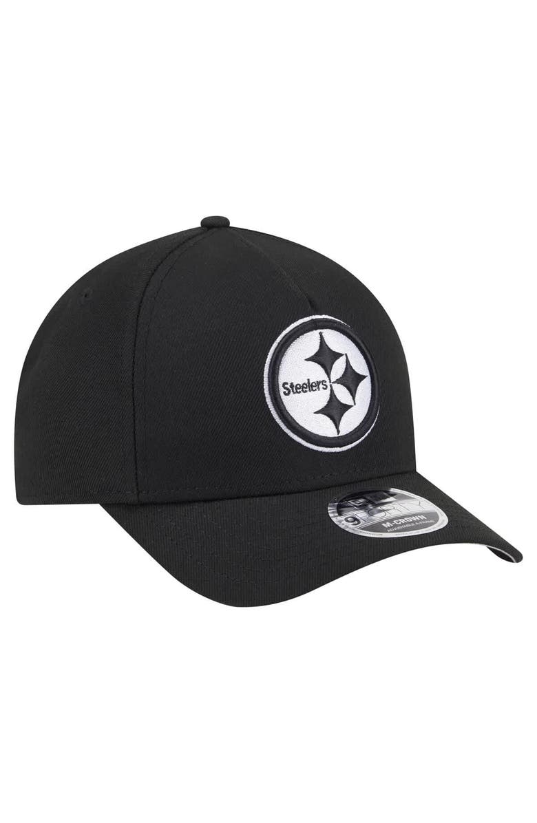 New Era Men's New Era  Black Pittsburgh Steelers Team Collection 9FORTY M-Crown A-Frame Adjustable Hat, Alternate, color, Black