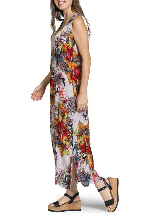 Apny Sleeveless Maxi Dress In Yellow/red Multi