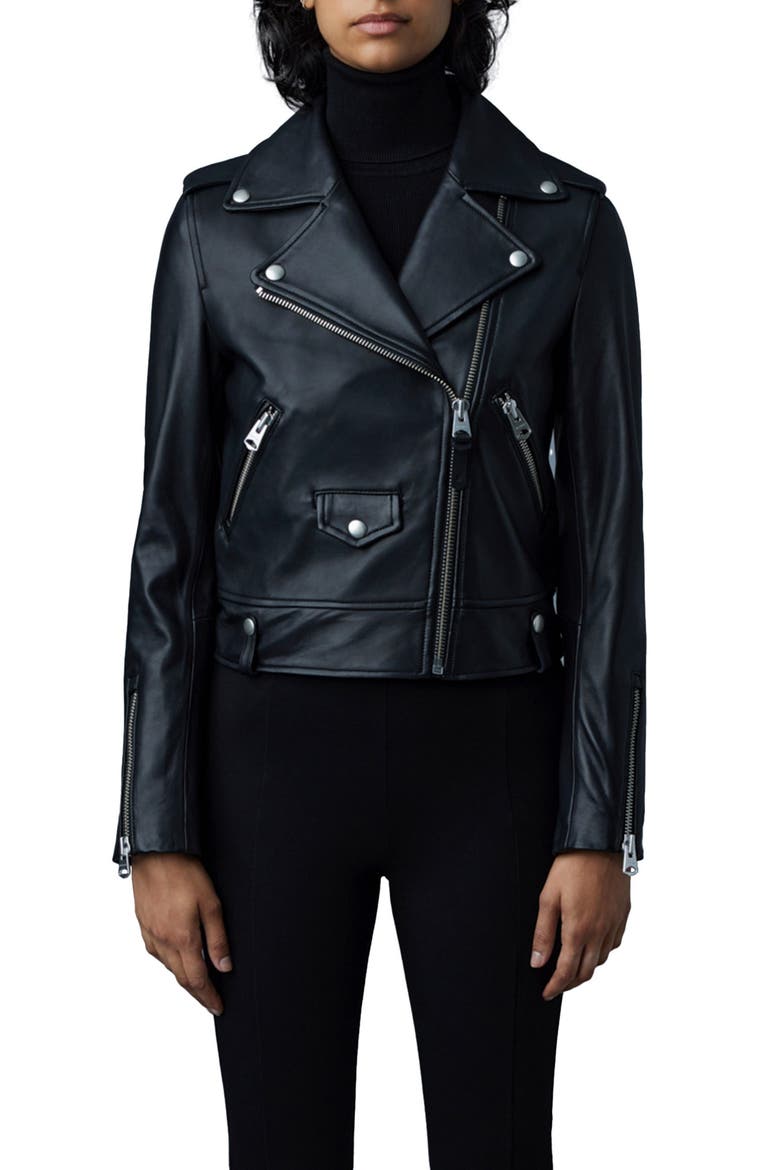 Baya Leather Moto Jacket, Main, color, BLACK