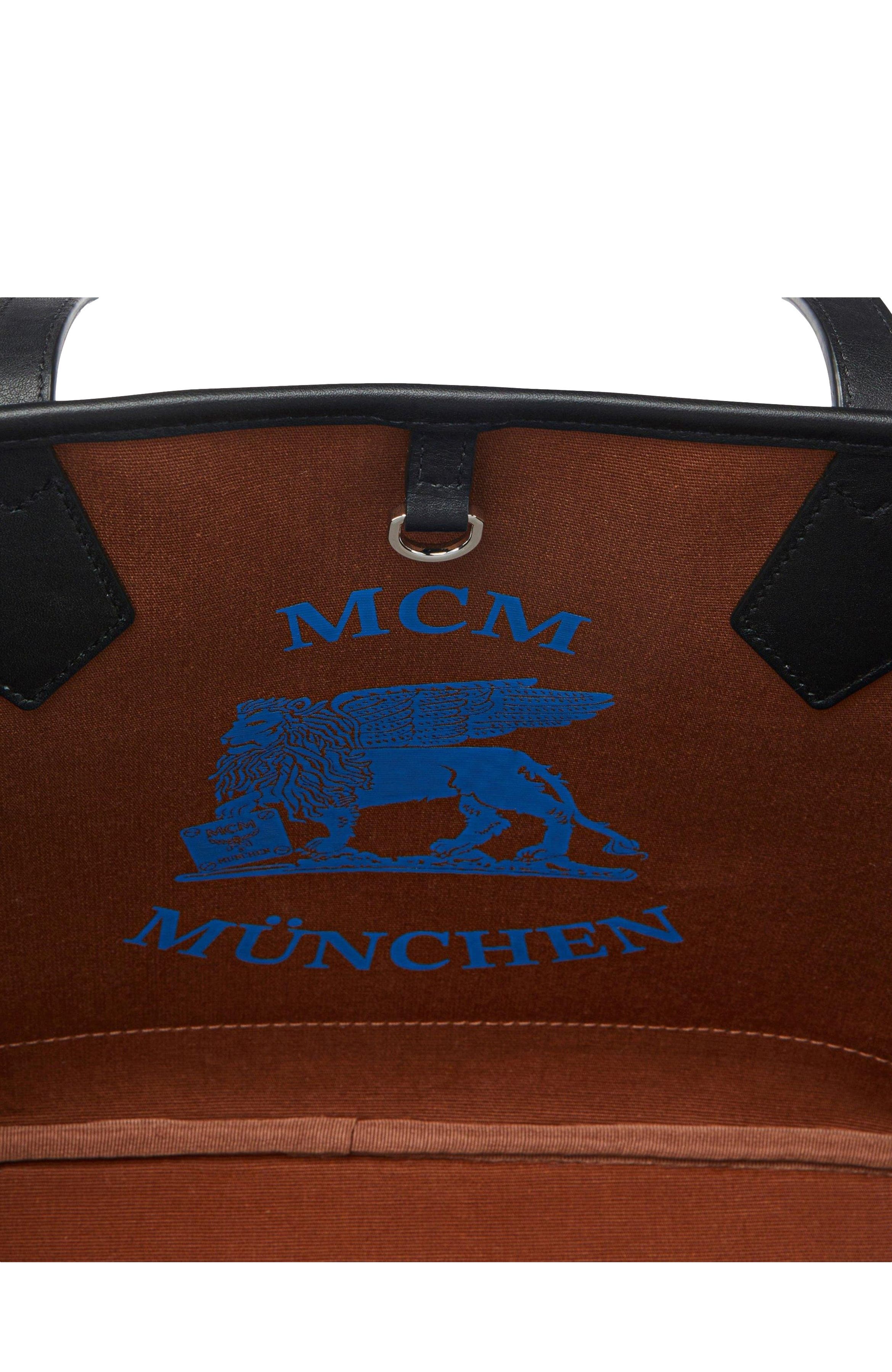 MCM New Small Liz Shopper in Visetos, Alternate, color, Black