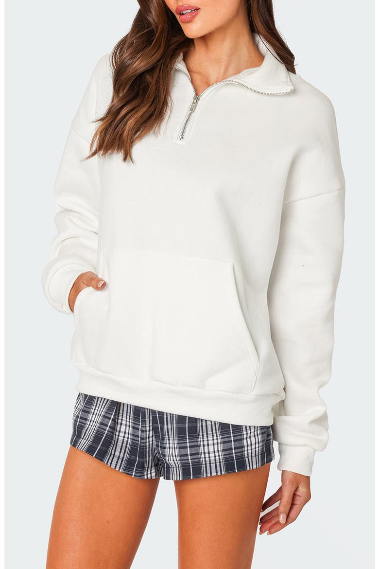 Quarter Zip Sweatshirt, Main, color, WHITE