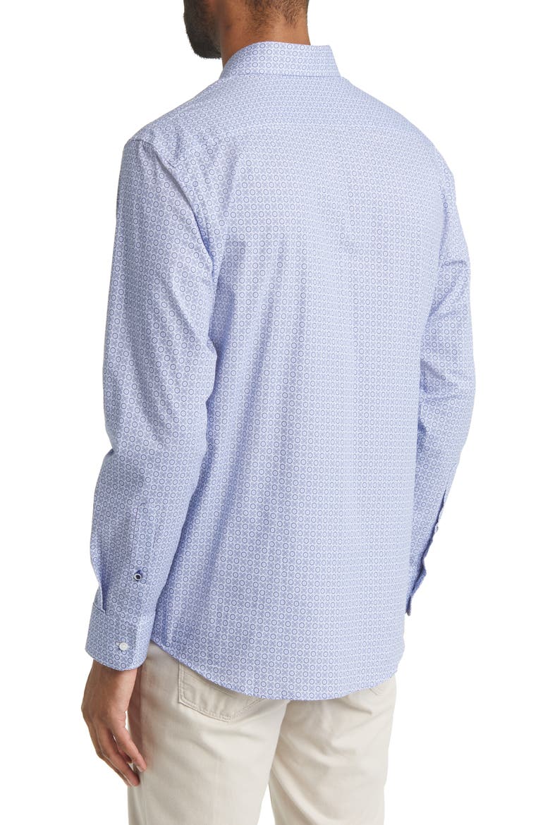 Harold Geo Print Hi Flex Stretch Cotton Button-Up Shirt, Alternate, color, COBALT