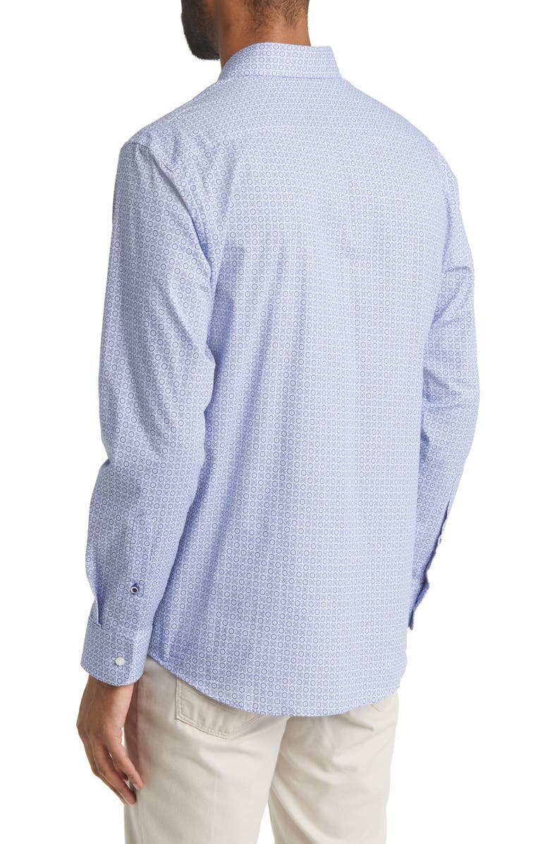 Brax Harold Geo Print Hi Flex Stretch Cotton Button-Up Shirt, Alternate, color, Cobalt