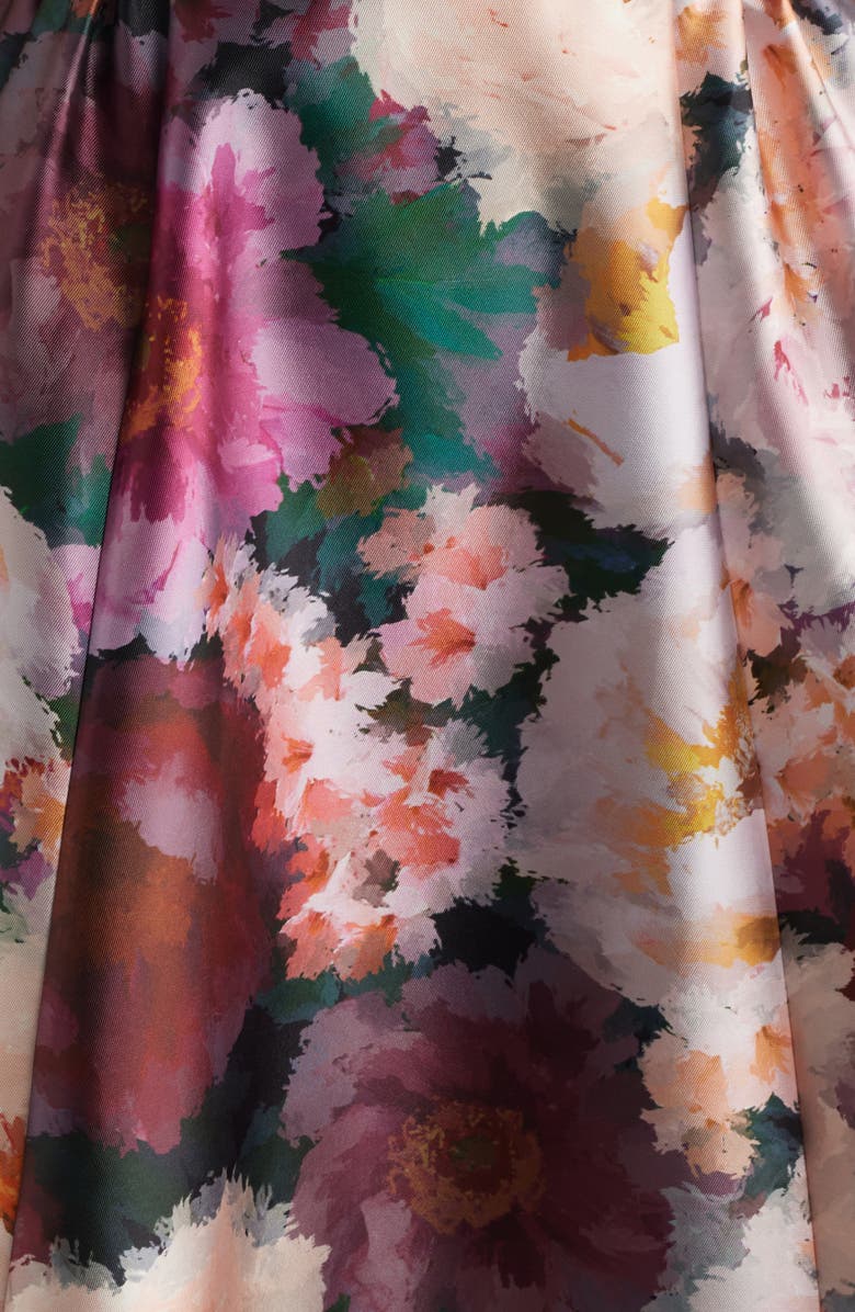 Julia Jordan Floral Print Mikado Gown, Alternate, color, Pink/ Wine Multi