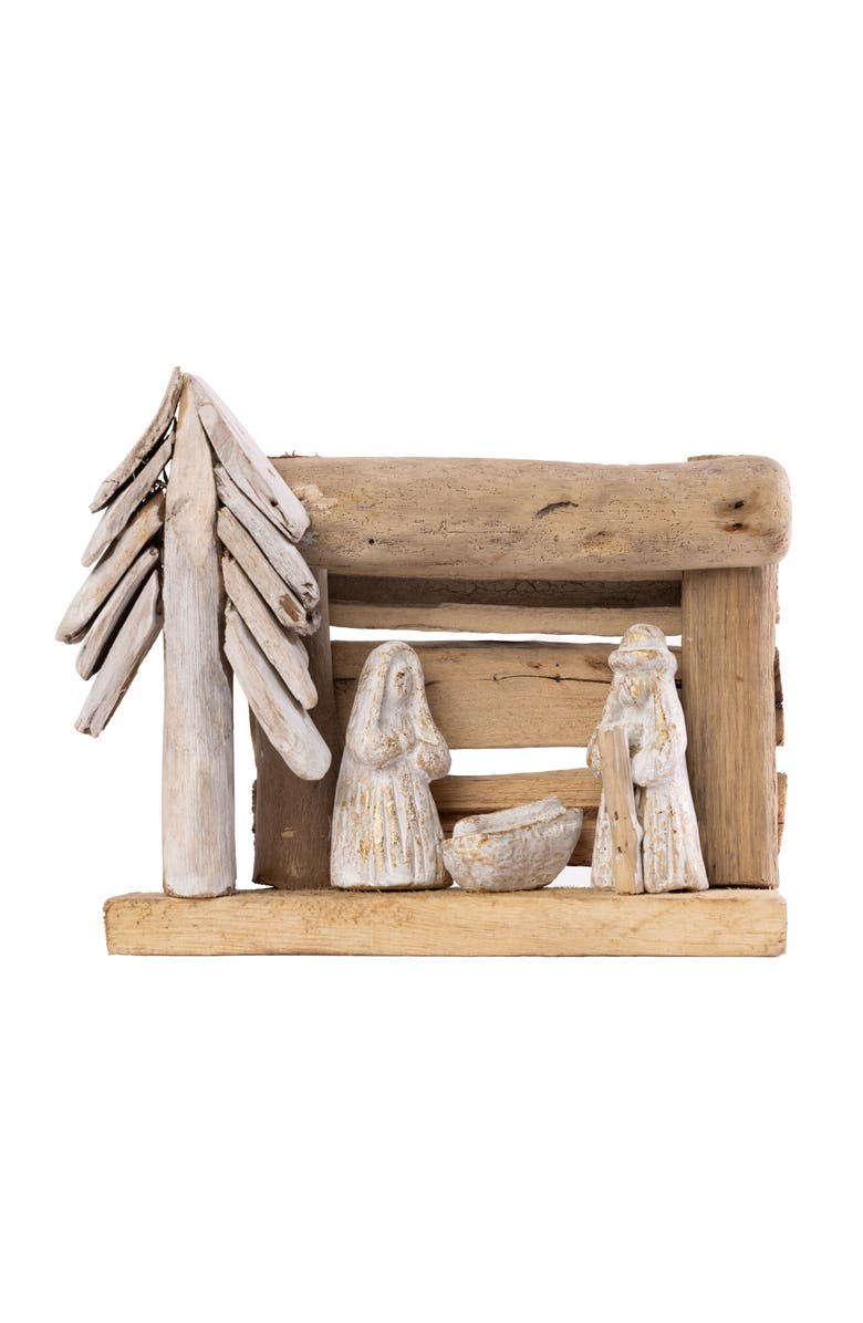 Transpac Driftwood Nativity Set with Tree Decorative Figurines for Christmas, Main, color, Brown