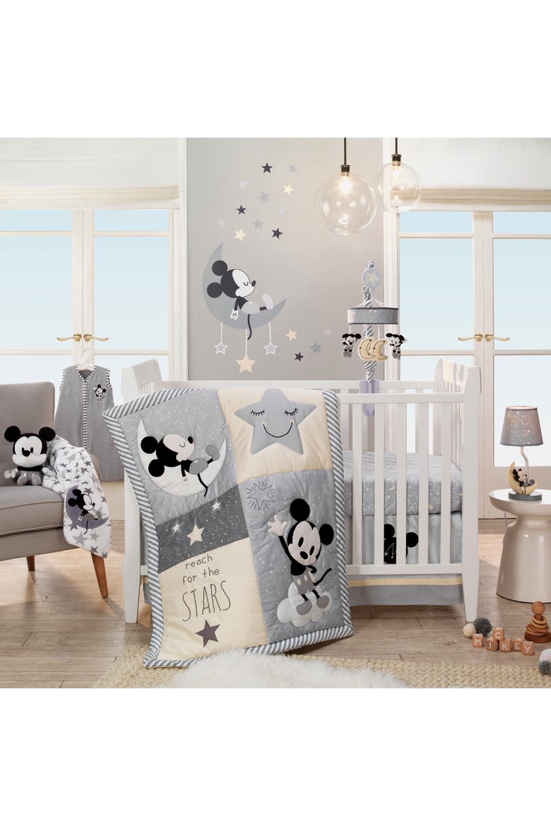 Disney Baby Mickey Mouse 4-Piece Crib Bedding Set, Alternate, color, Gray