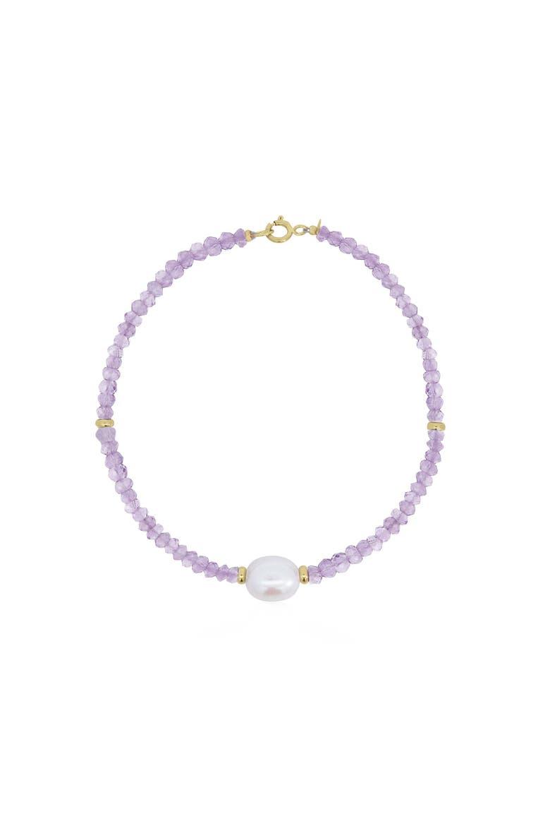 Pink Amethyst Bead Pearl Bracelet, Main, color, Pink