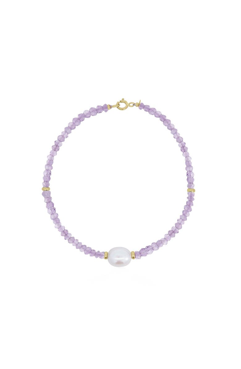 The Lovery Fine Jewelry Pink Amethyst Bead Pearl Bracelet, Main, color, Pink
