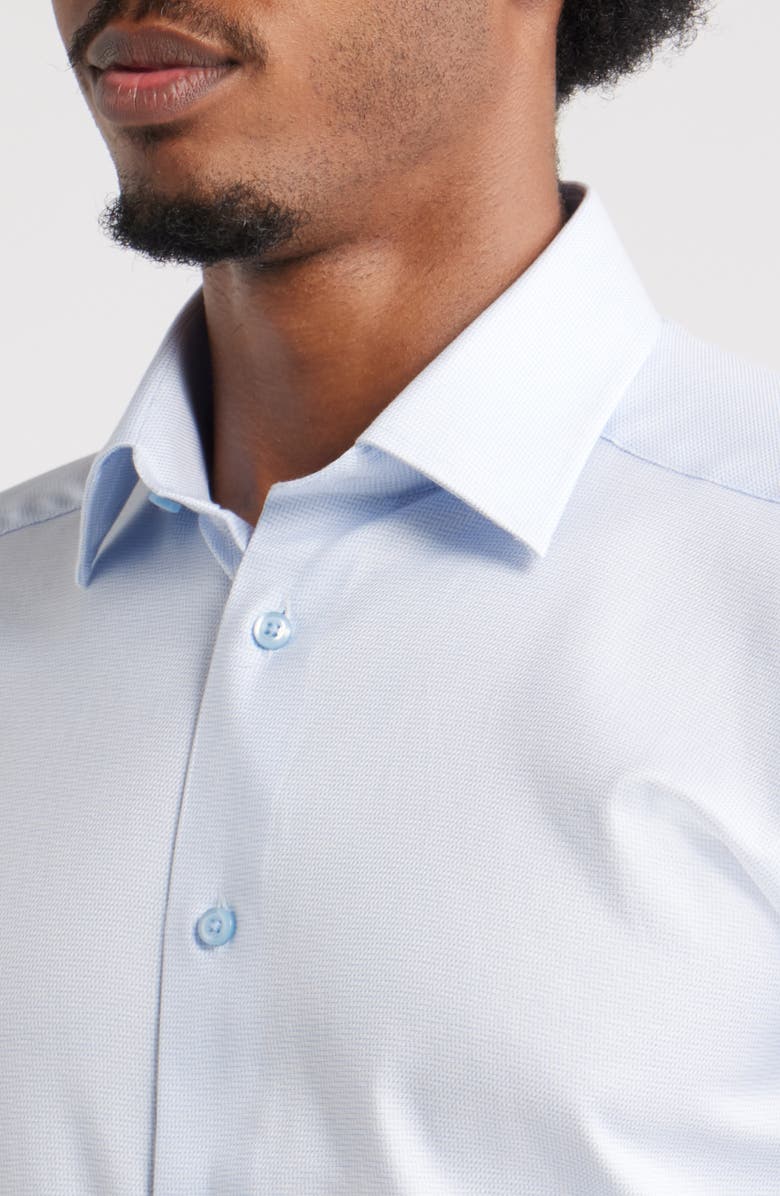 David Donahue Slim Fit Stretch Micro Twill Dress Shirt, Alternate, color, White/ Sky