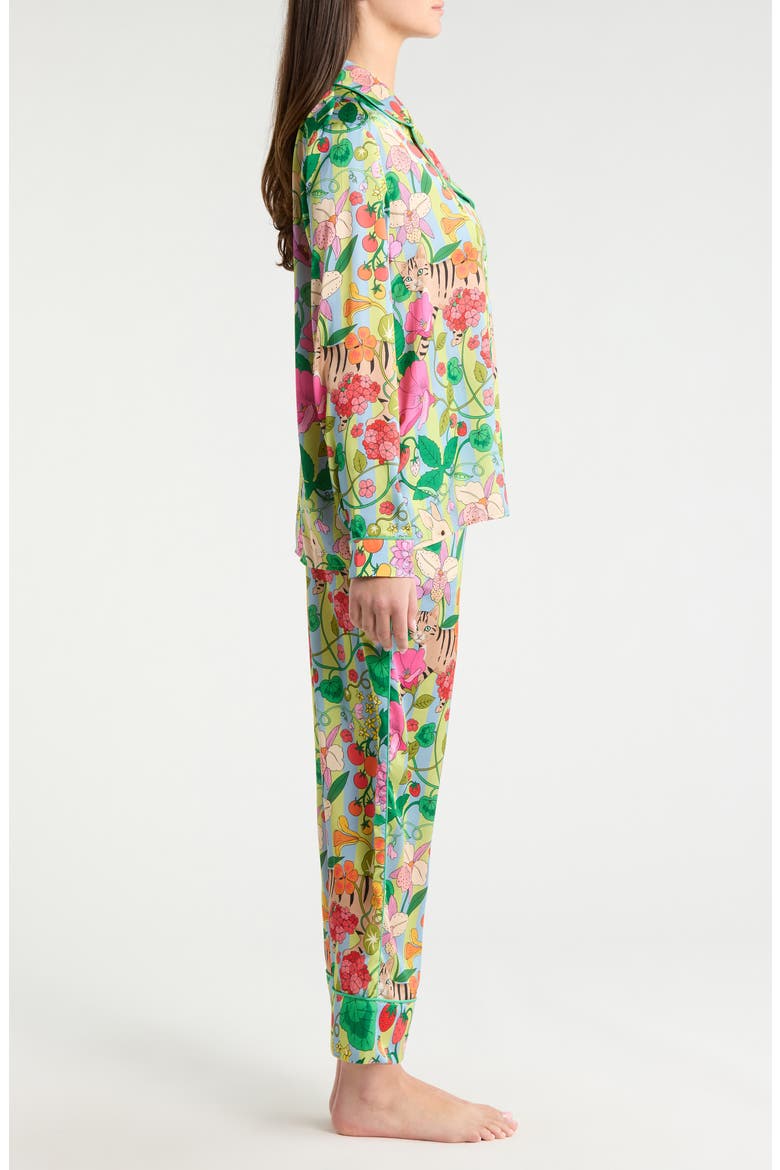 In the Greenhouse Satin Pajamas, Alternate, color, GREEN