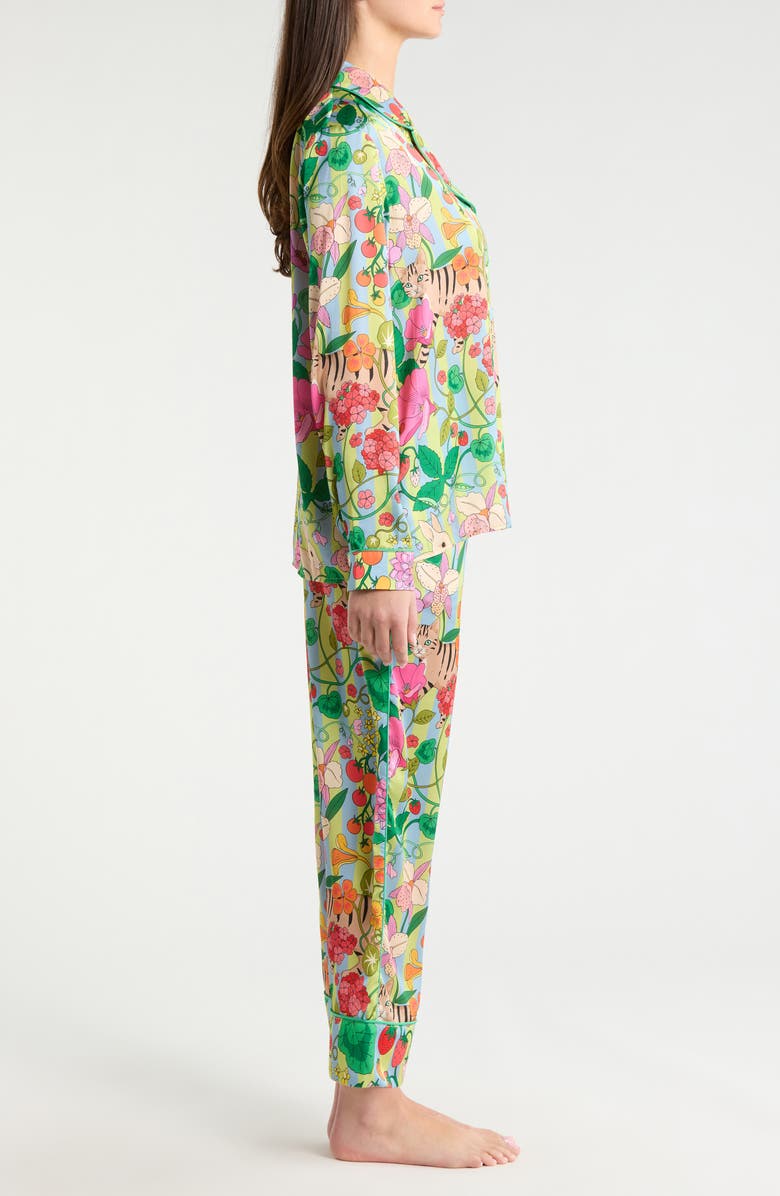 Karen Mabon In the Greenhouse Satin Pajamas, Alternate, color, Green