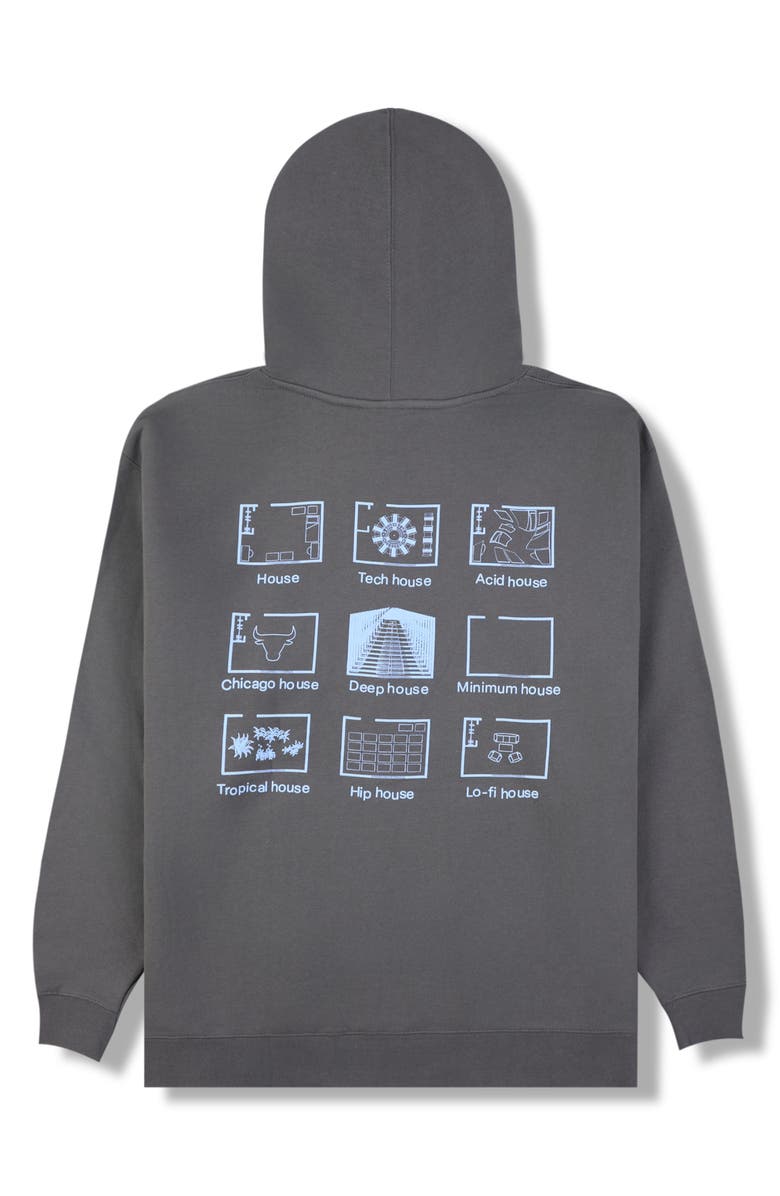 PLEASURES House Blend Graphic Hoodie, Alternate, color, Charcoal