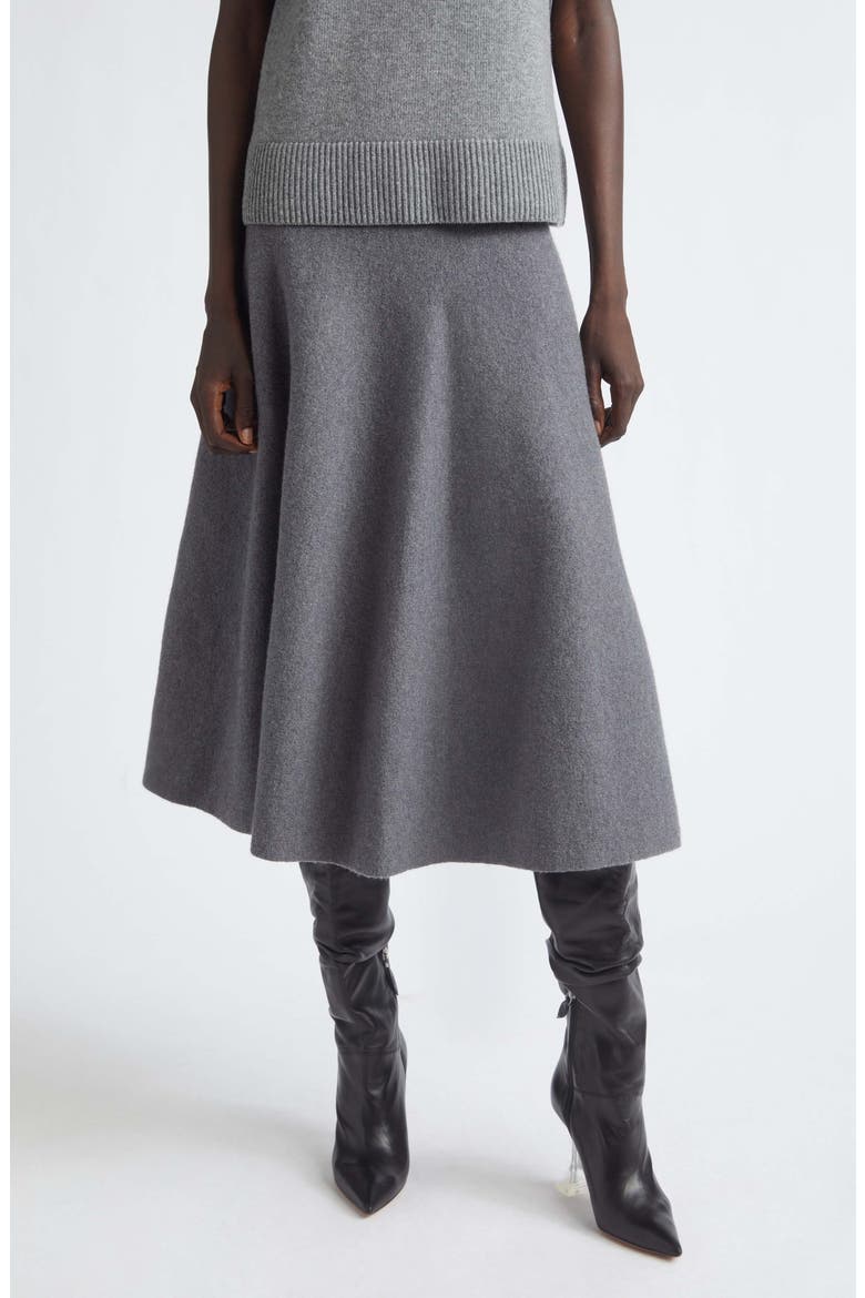 The Miller Structured Virgin Wool Knit Skirt, Main, color, HEATHER GREY