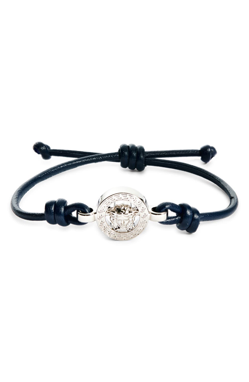 Medusa Leather Bracelet, color, NAVY-PALLADIUM