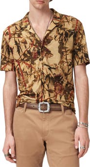 John Varvatos Marula Linen Short Sleeve Camp Shirt