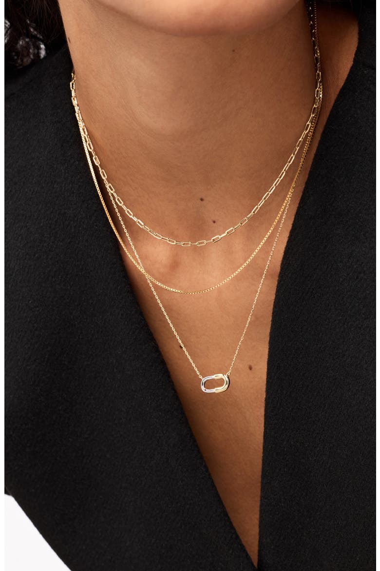 Black Mini Pendant Necklace, Alternate, color, GOLD / SILVER