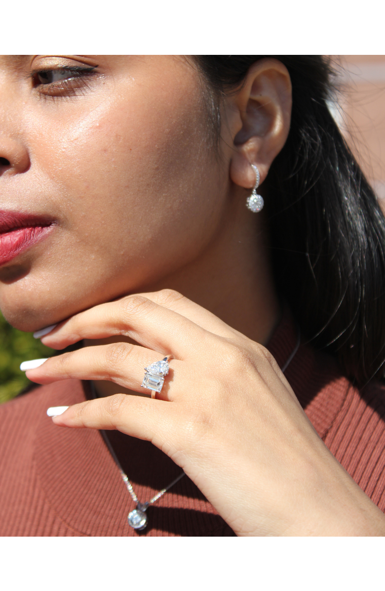 LuvMyJewelry Evermore 14K Gold Toi et Moi Emerald and Pear Lab Grown Diamond Ring - 3 ct, Alternate, color, 14K White Gold