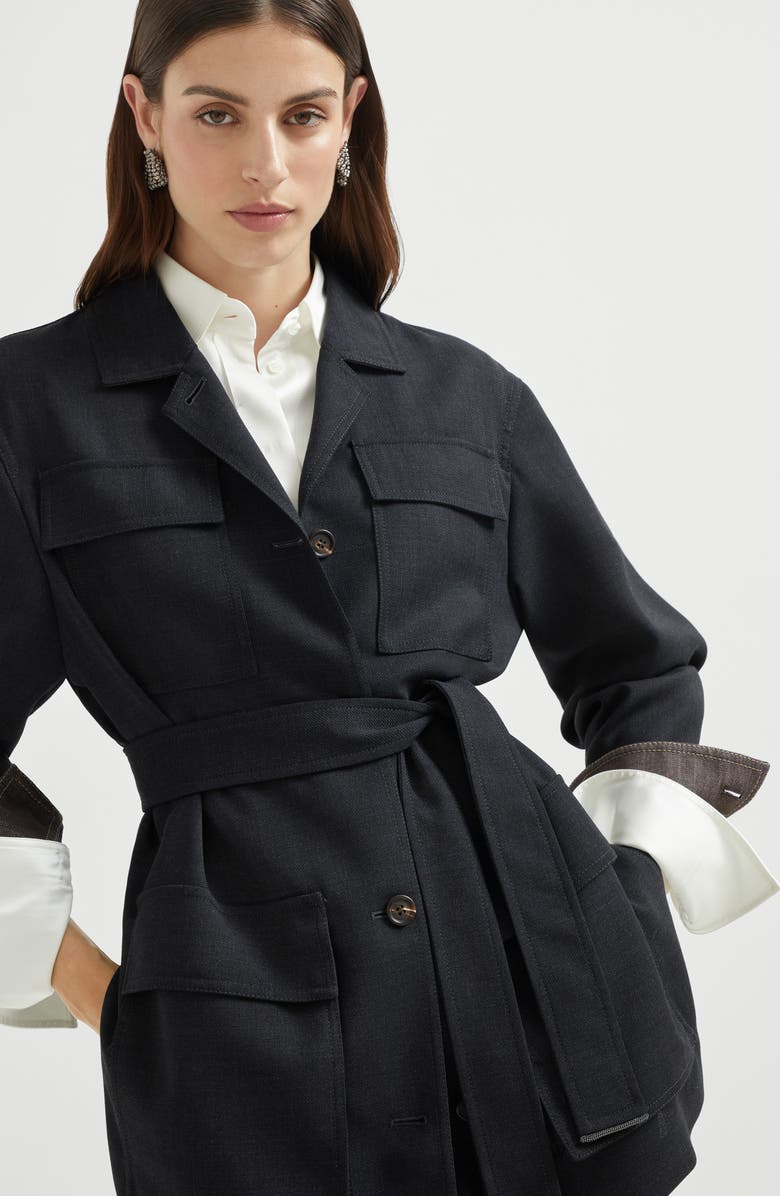 Brunello Cucinelli Fluid twill blazer, Alternate, color, Lignite Grey