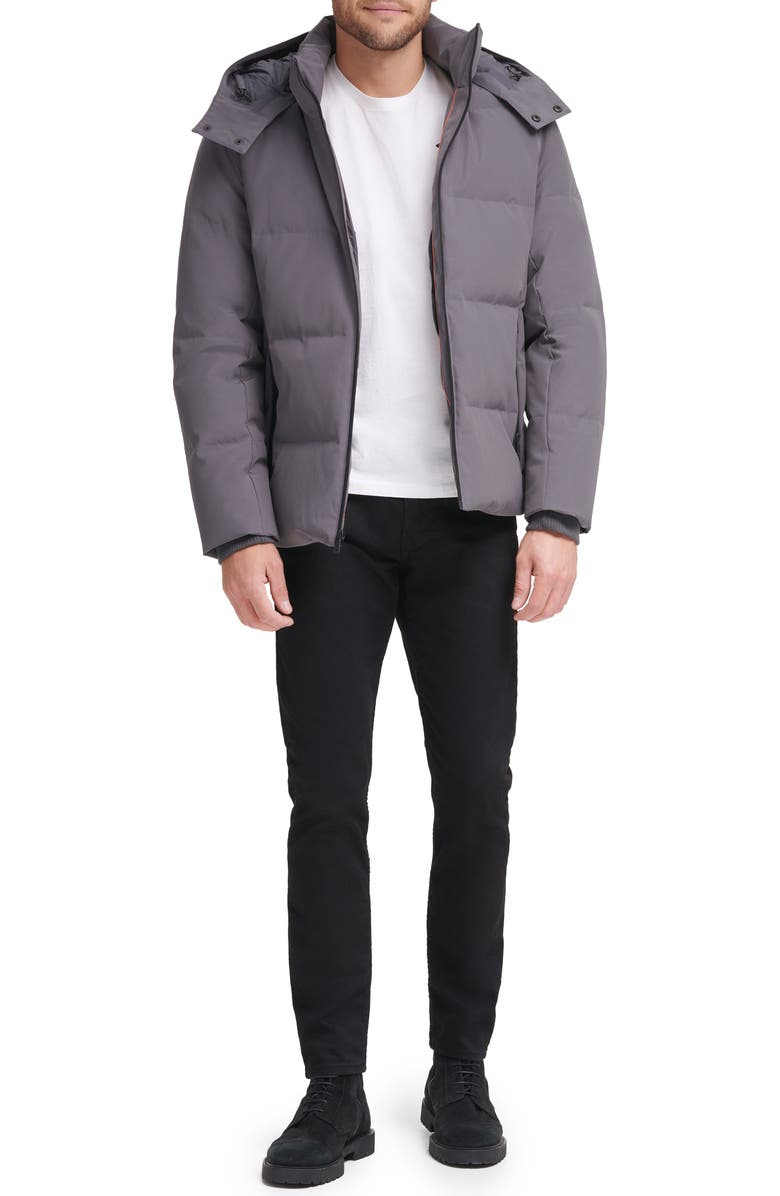 Cole Haan Signature Hooded Down Puffer Jacket, Main, color, Charcoal