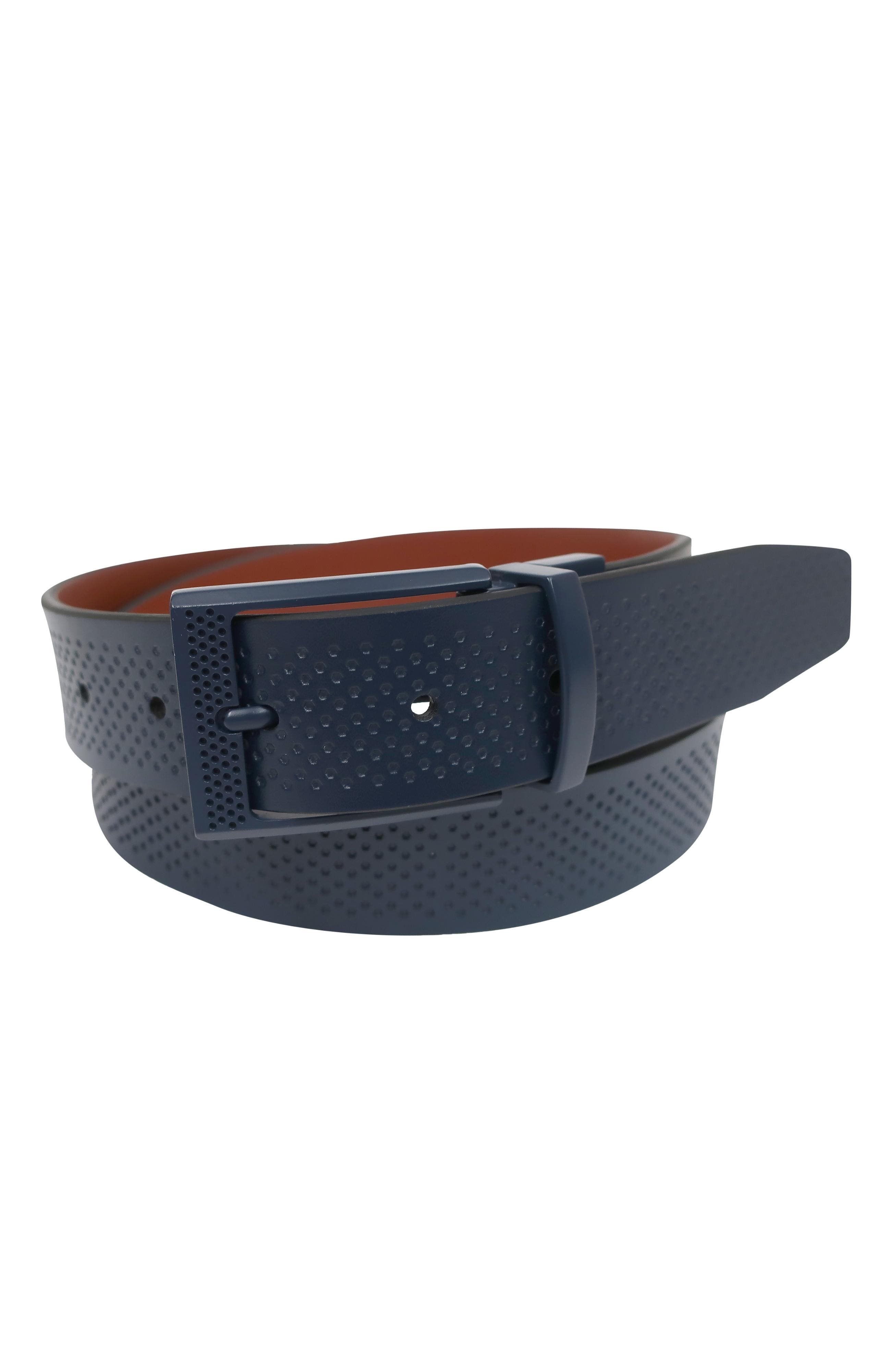 IZOD Golf Reversible Embossed Perf to Smooth Texture Leather Belt (Men ...