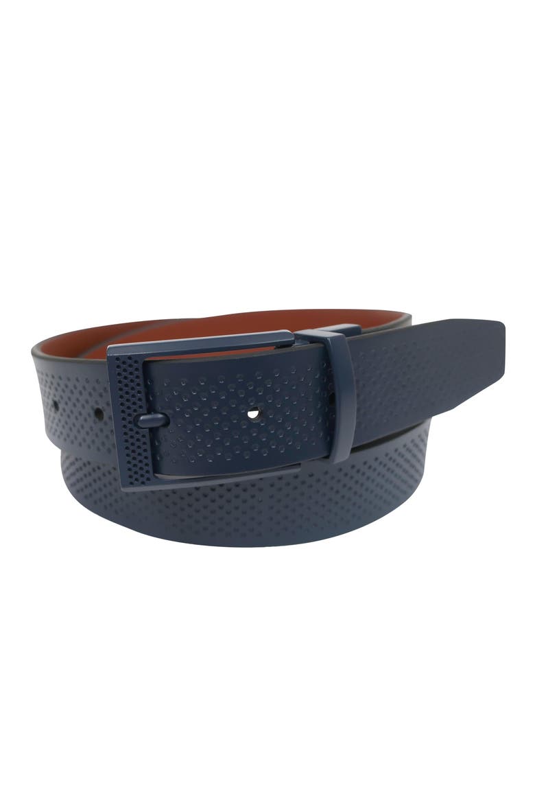 Golf Reversible Embossed Perf to Smooth Texture Leather Belt, Alternate, color, Navy/Cognac