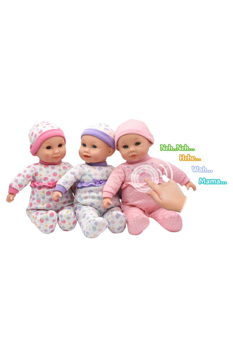 Cuddle Kids 14" Triplets Dolls with Large Blanket & 3 Bottles, Ages 2+, Alternate, color, Multicolored