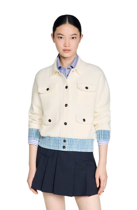 Cardigan with denim details
