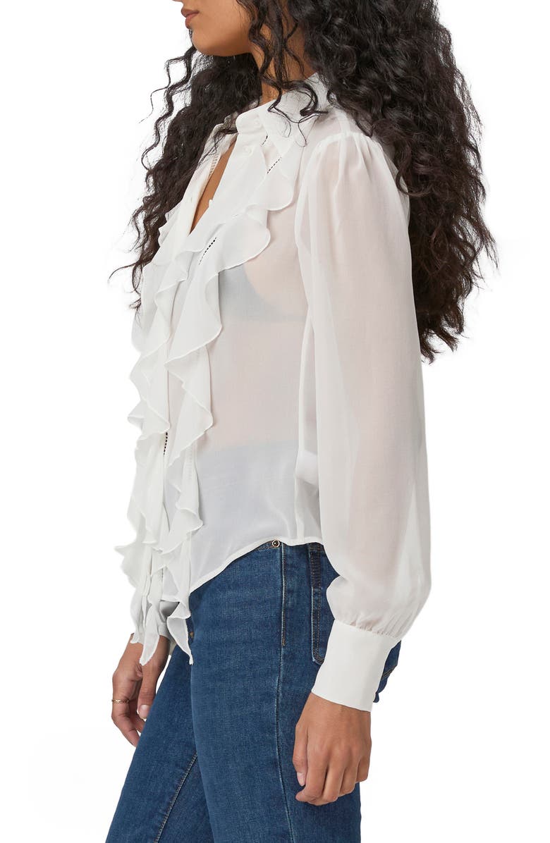 PAIGE Tallulah Ruffle Silk Shirt, Alternate, color, Blanc De Blanc