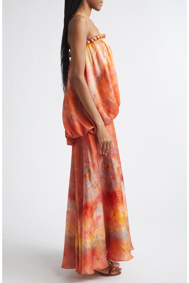 Luna Twist Print Silk Gown, Alternate, color, RUBY TIE DYE