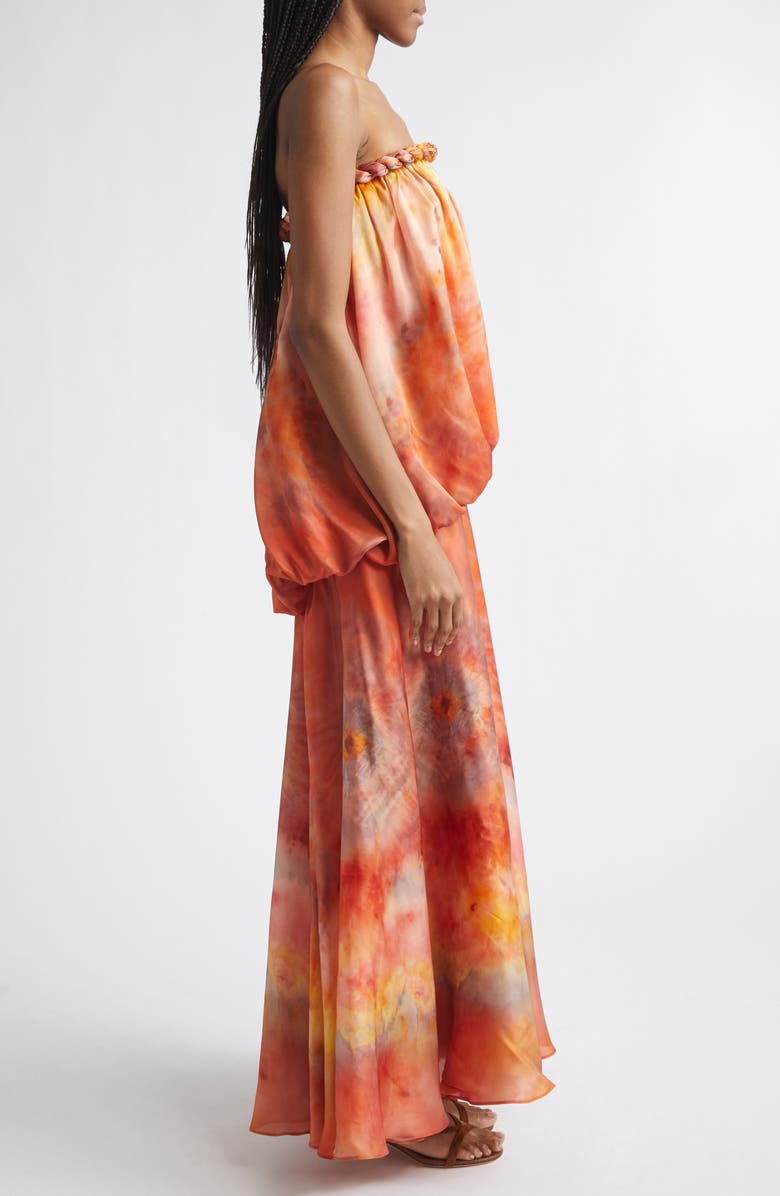 Zimmermann Luna Twist Print Silk Gown, Alternate, color, Ruby Tie Dye