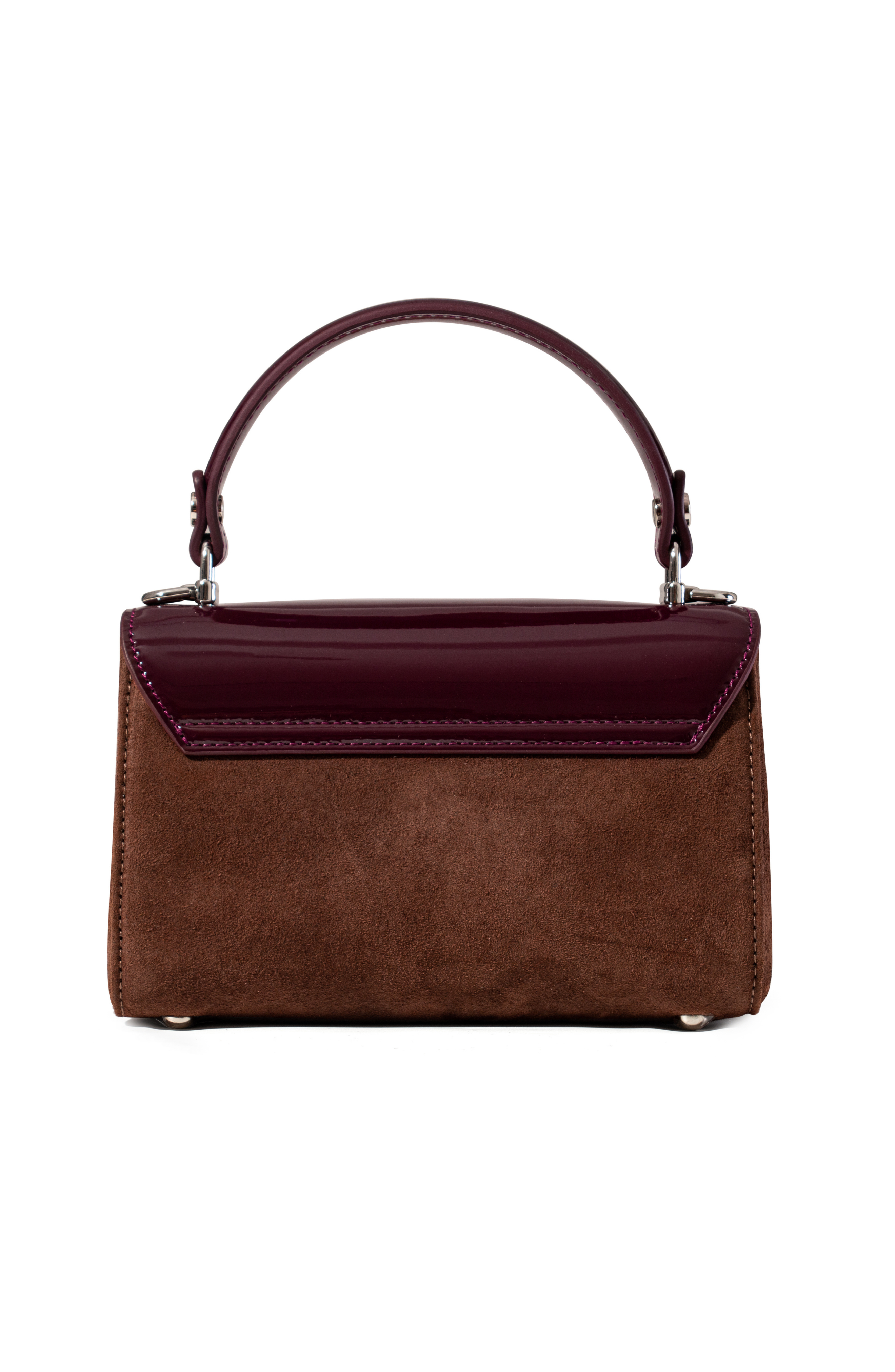 LILI Suede and Patent Leather Top Handle Mini Bag, Alternate, color, Mulberry