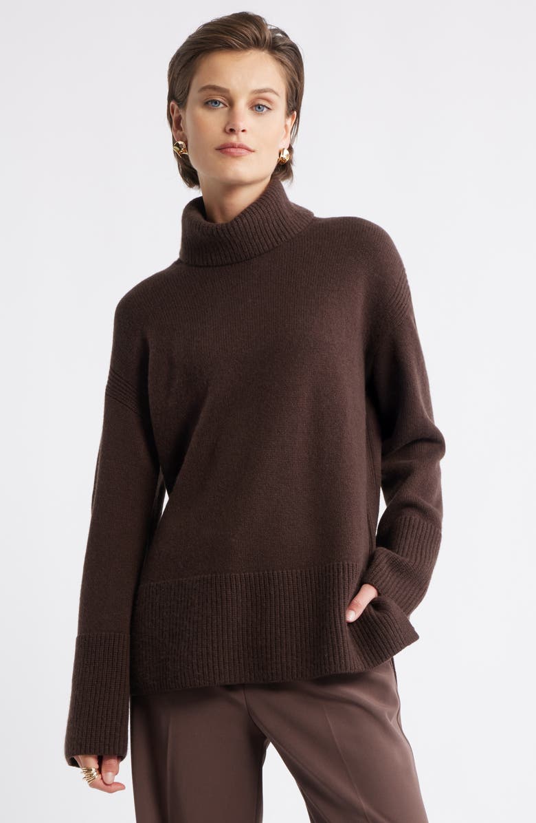 Nordstrom Wool & Cashmere Turtleneck Sweater, Main, color, Brown Coffee