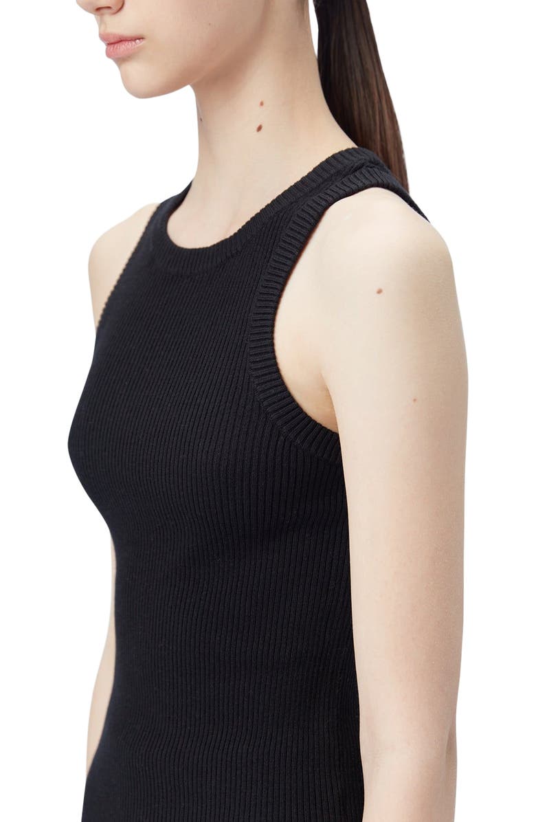 GOBI Mongolian Cashmere Ribbed Cotton Silk Cashmere Blend Tank Top, Alternate, color, Black