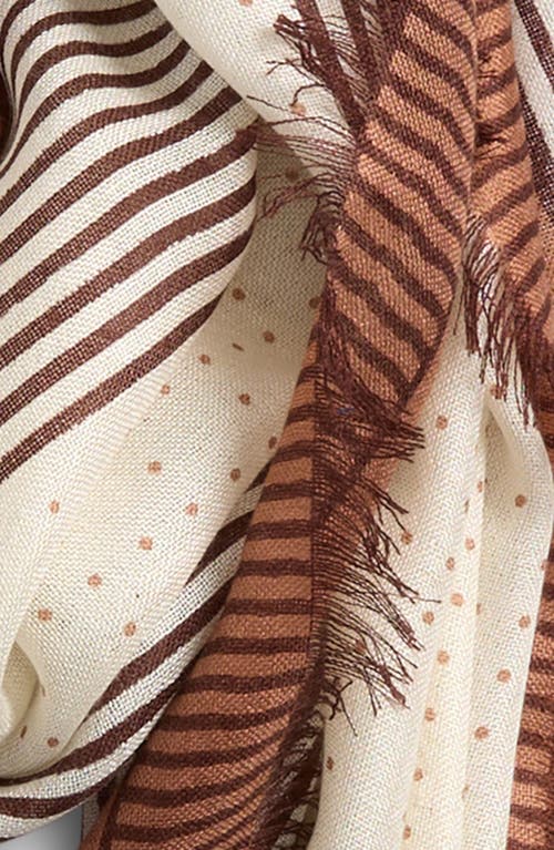 Nordstrom Cashmere & Silk Eyelash Fringe Scarf In Ivory Curvilinear Collage