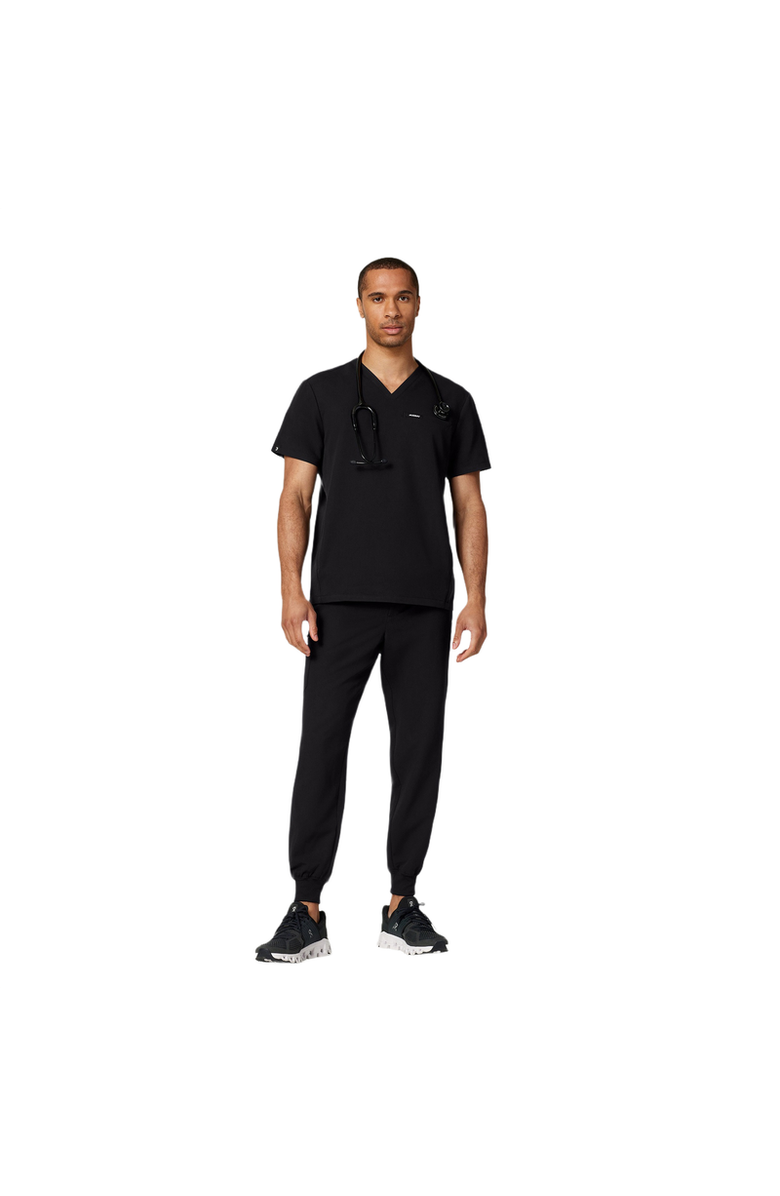 JAANUU Platt Men's 3-Pocket Classic V-Neck Scrub Top, Alternate, color, Black