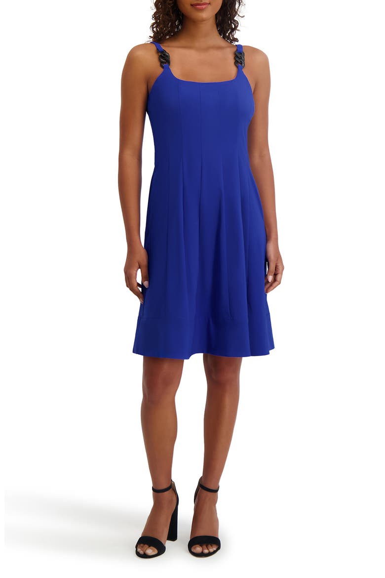 Chain Strap Fit & Flare Dress, Main, color, COBALT