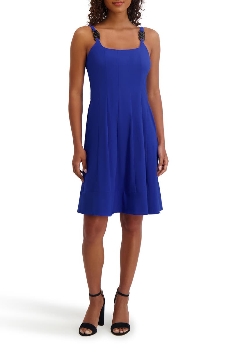 Kensie Chain Strap Fit & Flare Dress, Main, color, Cobalt