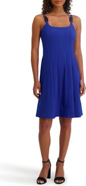 Kensie Chain Strap Fit & Flare Dress